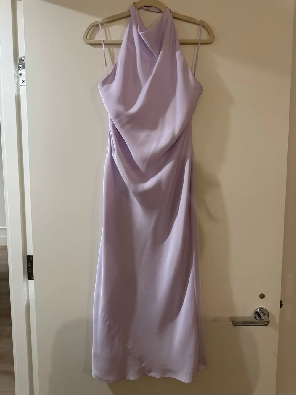 Aritzia Babaton Lilac Satin Halter Midi Dress